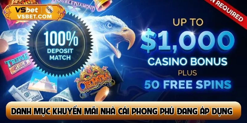 Danh mục khuyến mãi nhà cái phong phú đang áp dụng